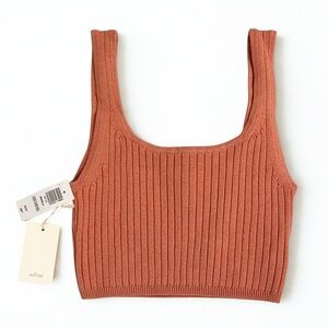 Aritzia Wilfred Manila Ribbed Crop Tank | XS | Merino Wool | NWT | Heirloom Pink